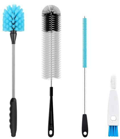 4-in-1 Bottle Brush, 38 cm Long-Handled Cleaning Brush, Kitchen Scrubber, With Straw Cleaner，Lid Cleaner, Suitable for Water Bottles, Cups, Glasses, Baby Bottles