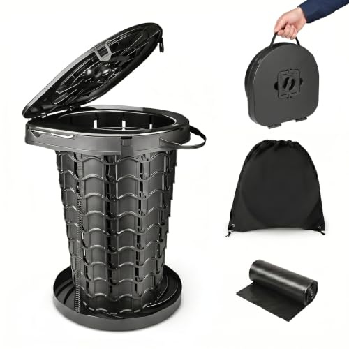 XXL Campingtoilette Faltbar mit 10 Stück Toilettenbeutel, Klapptoilette | Trockentoilette mit Aufbewahrungstasche, Tragkraft Bis 227Kg, für Erwachsene Und Kinder, Ideal für Camping, Angeln, Wandern