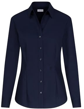 Seidensticker Damen Bluse - Hemdbluse - Kelchkragenbluse - Klassisch - Elegant - Bügelleicht - Slim Fit - Kurzarm - Uni - 100% Baumwolle