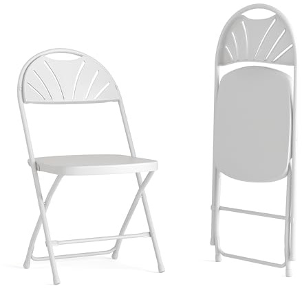 Flash Furniture 2 Pack HERCULES Series 650 lb. Capacity White Plastic Fan Back Folding Chair