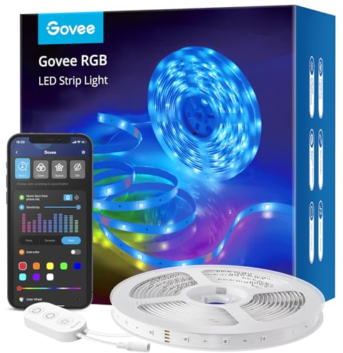 Govee WiFi LED Strip Light 5m, Smart RGB Strip, App Control, Works with Alexa and Google Assistant, Music Sync, LED Lights for Bedroom, TV, Party