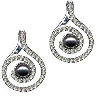 Ohrringe Jugendstil Echt Sterling 925 Silber Zirkonia Ohrstecker Strass Liebe Glaube Hoffnung Emotion Symbol Motiv Stil Objekt weiss transparent