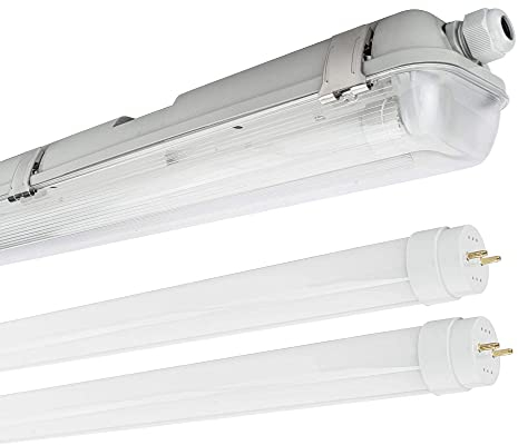 NCC-Licht LED Feuchtraumleuchte Wannenleuchte 120cm 2 x 18W T8 Röhre 840 Neutralweiß 4000K IP65