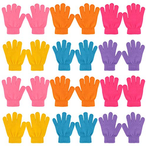 QKURT 12 Pares Guantes de Niño,Invierno Guantes Guantes Calientes Guantes de dedos completos para Niños Niñas