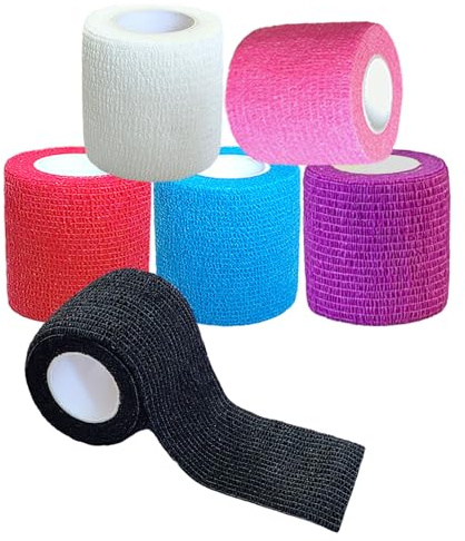 Hysiwen 6 Pack 2 x 5 Yards Self Adhesive Bandage Breathable Cohesive Wrap Self Adherent Vet Tape Self Stick Bandage Wrap for Wrist, Ankle(Multi Colors)