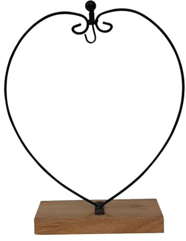 Garneck Display Stand Glass Globe Hanger Wood Stand for Display Ornament Holders Tabletop Ornament Holder Glass Container Terrarium Ornament Display Hanging Stand Heart Iron Ornament Rack