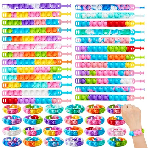 JOYIN Pop Fidget Toys, 25 Piezas de Regalos de Fiesta para niños de 4 a 8, 8 a 12 años, Pulseras antiestrés, Juguetes sensoriales, cumpleaños, premios de Carnaval, Bolsas de Regalos para niños