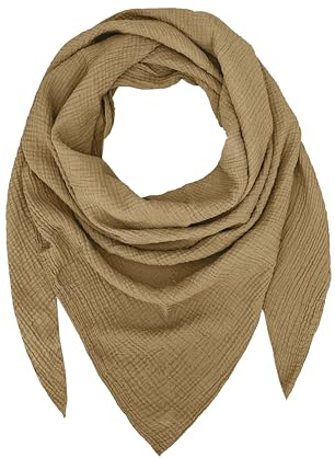 TMK Weiches und leichtes Unisex-Dreieckstuch aus 100% Baumwolle cod.9485 (Einzigartige Farbe, Kamel)