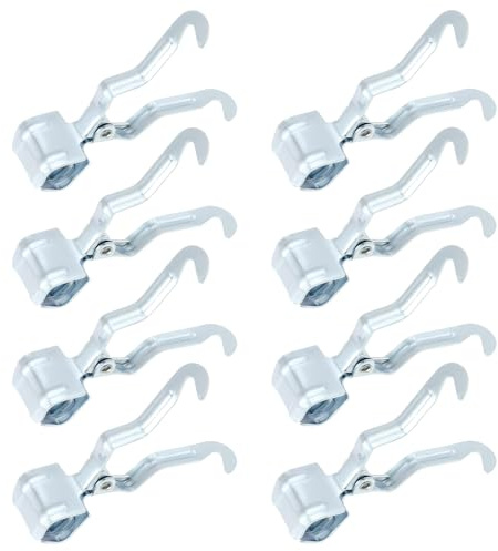 eMagTech Multifunktionale Eisen-Camping-Klemmhaken für Zeltstangen mit einem Durchmesser von 1,6 cm bis 2,5 cm, silberfarben, 8 Stück