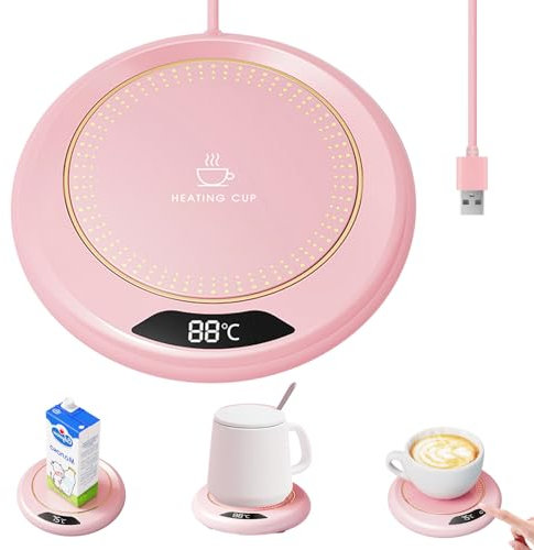 Calentador Taza USB, Calienta Tazas USB con 3 Ajustes De Temperatura, Calentador De Tazas USB Portátil con Apagado Automático De 8 Horas, Mug Warmer Táctil para Oficina, Hogar