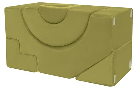 MeMoreCool Kindersofa ab 1 Jahr, Ausklappbares Mini Sofa, Grün | Weiches Schaumstoffsofa mit Sitz- und Liegefunktion sowie abnehmbarem Bezug, ideal für Leseecke und Kinderzimmer