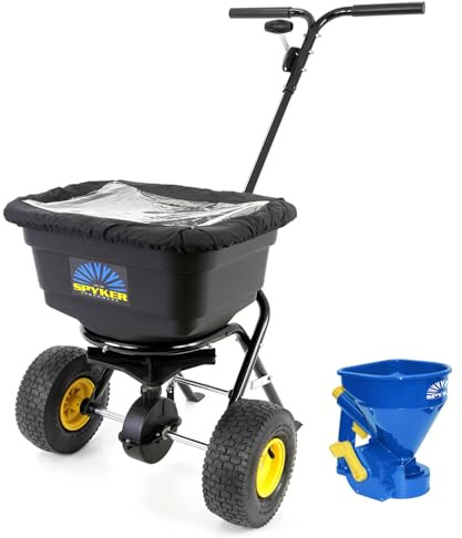 Spyker Lawn and Handheld Spreader Kit: Pro-Series 50 Pound Broadcast Spreader with 5 Pound Handheld Spreader Kit