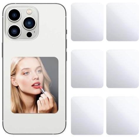 Xinjoduz 6 adesivi a specchio piccoli specchi da incollare, specchio per il trucco, adesivo per cellulare, specchio per il trucco, specchio per cellulare, decorazione posteriore