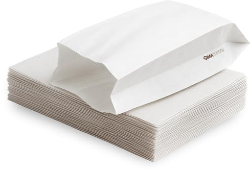 GIMA PACKAGING Bolsas Papel Blancas para Alimentos 15 x 30 cm – 100 unidades – Sacos de Papel Monolucida pura Celulosa para Pan, Dulces, Aperitivos – Reciclables y Aptos para el Contacto