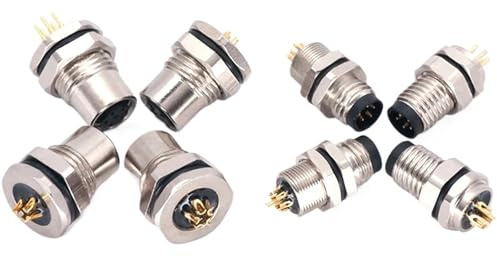 OYmFUIEeK Connettore sensore con Attacco Frontale/Posteriore M8, Flangia, Presa filettata, Maschio e Femmina, Tipo A, 3, 4, 5, 6, 8 Core(4 Core Plate Front,Welding Type_Female Plug)