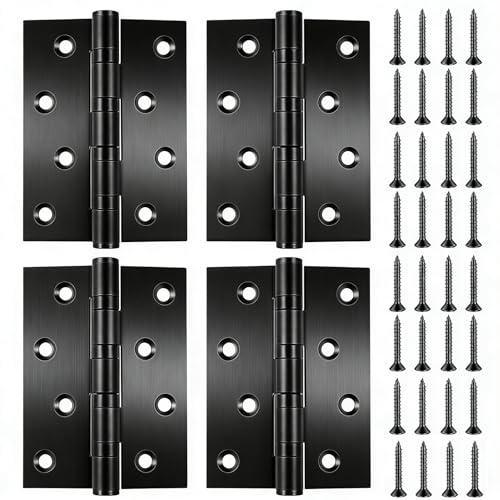 4 PcsBisagras Puertas Madera, Bisagras de Acero Inoxidable, Bisagras Plegables para PuertaBisagras de Puerta de Jardín con Cojinetes de Bolas para Cajas de Madera Cajones Ventanas(100x76x2 mm)