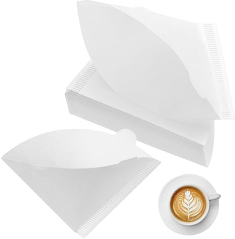 200 Pcblancoblancos Filtros de Papel Número 1, Filtro de Café de Papel en Forma de V Tamaño 01, pPapel de Filtros de Café de Cónicos sin Blanquear para Cafeteras de Goteo(1-2 Tazas)