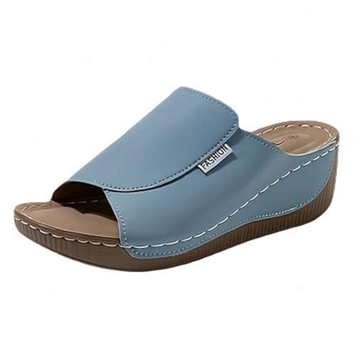 YIzdegg ortopediska sandaler damer sommar – sandaletter kilklack sandaler halkfria tofflor ultra komfort sommarskor bågestöd hälskor ergonomiska öppna tår utomhussandaler, Himmelsblå, 36