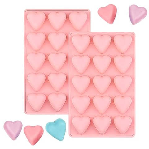 SamHeng Heart Shaped Chocolate Moulds, 2 Pcs Silicone Candy Moulds | 15-Cavity Jelly Moulds, DIY, for Birthday Christmas Valentine's Day Anniversary