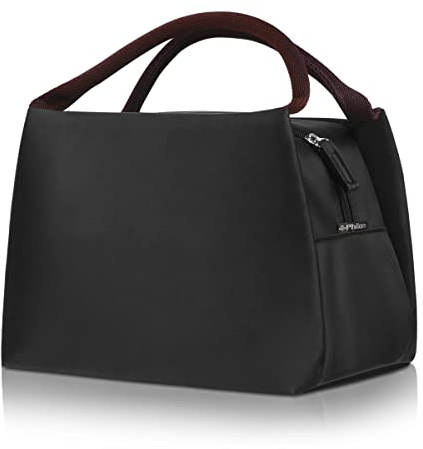 PHILORN Bolsa Térmica Porta Alimentos del Almuerzo Comidas Llevar Porta Alimentos Fiambreras Caja Herméticos para Trabajo y Colegio, Negro
