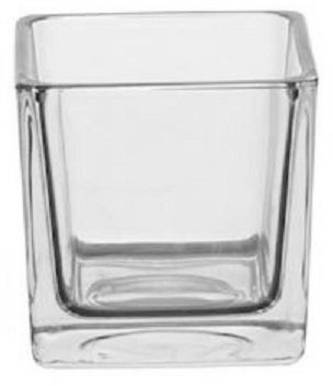 Floralcraft 12cm Clear Glass Cube Vase, Heavy Contemporary Square Flower Pot