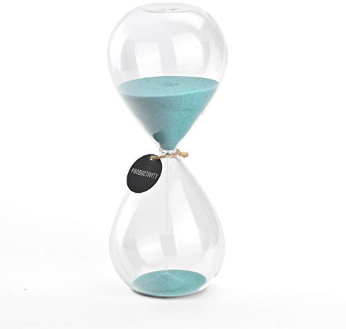 Hourglass Sand Timers - SWISSELITE Biloba Hourglass Sand Timer Inspired Glass/Home, Desk, Office Decor