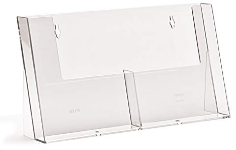 taymar 2C155H Prospekthalter, Tischprospektständer mit zwei Fächern im DIN A5 Hochformat