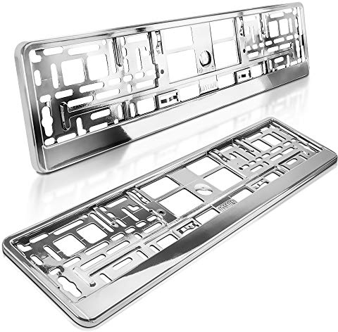 schildEVO 2 Kennzeichenhalter | Chrom Metallic Hochglanz | Silber Look | Nummernschildhalter | Kennzeichen-Halterung | DHL-Versand