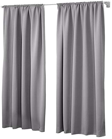 Laneetal 2er Set Gardinen, Verdunklungsvorhänge für Wohnzimmer Kinderzimmer, Blickdicht, Kräusebänder für Schiene, 250 g/m², kälteschutz lichtundurchlässig, Dunkelgrau