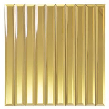 Soulscrafts Gold Beveled Mirror Tile, 12x12 Inch Mirror Strip Backsplash Tiles for Kitchen Bathroom Shower Wall 5 Sheets