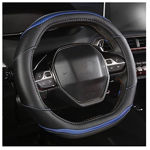 YLFC Cubierta de Volante para Peugeot 3008 4008 5008 Protector para Volante de Coche Fibra de Carbono + PU Accesorios de Cuero Interior Coche Cubre Volante Auto Funda Volante Cuero (Color : Blue)