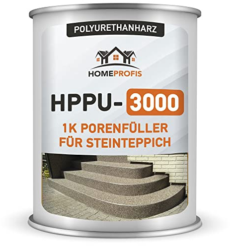 Home Profis® HPPU-3000 UV-stabiler 1K Polyurethanharz Porenfüller für Steinteppich Innen & Außen (3kg) – Transparente Versiegelung, Porenverschluss zur Teilverfüllung und Vollverfüllung