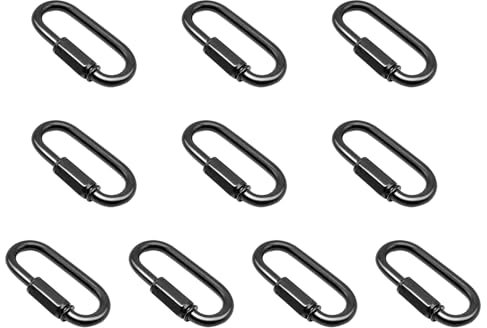 ECUDIS 10 Pack D Shape Chain Locking 4MM Chain Quick Link Connector (Black)