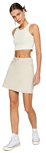 Trendyol FeMan A-linje A-linje denim kjol, Ecru, 38, Ecru, 36 SE