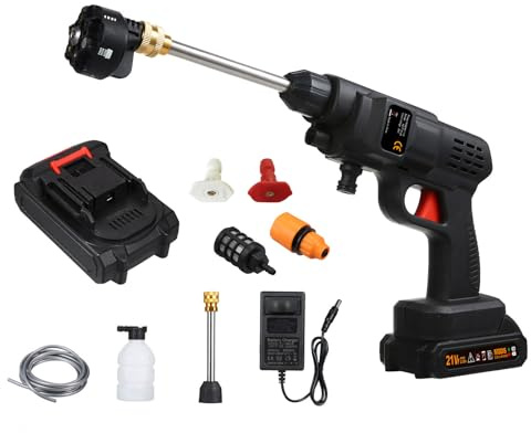 Shkalacar Idropulitrice a Batteria Portatile, 60 Bar 300W Idropulitrice ad Alta Potenza con Batteria e Caricabatterie Idropulitrice Elettrica a Batteria Ricaricabil