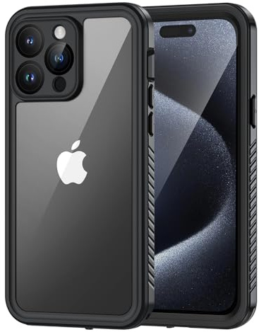 Lanhiem für iPhone 15 Pro Hülle IP68 Wasserdicht Stoßfest, Schwarz | 360 Grad Ganzkörper Handyhülle, Staubdicht Outdoor Panzerhülle, mit Eingebautem Displayschutz