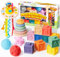 JOYIN Baby Spielzeug 6 Monate, Montessori Spielzeug Baby, Stapelspielzeug Blöcken, Silikon Zugschnur Aktivitätsspielzeug Motorikspielzeug, 4 in 1 Sensorik Spielzeug Kleinkinder Geschenk Junge Mädchen
