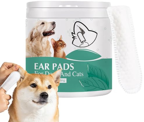 Dirfuny Dog Ear Wipes - 50pcs Finger Pads | Itching - Remove Dirt, Wax & Clean Dirty Ears Easily | Dog Ear Cleaning Finger Wipes For Easy Cleaning Of Dogs Ears