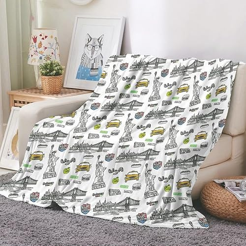 EHOMERY Manta Stitch Cobija De Algodon Manta Fria para Personas Colcha Verano Estatua De La Libertad Manta Aire Acondicionado Mantas Decorativas Suaves Y Cómodas 240x180cm