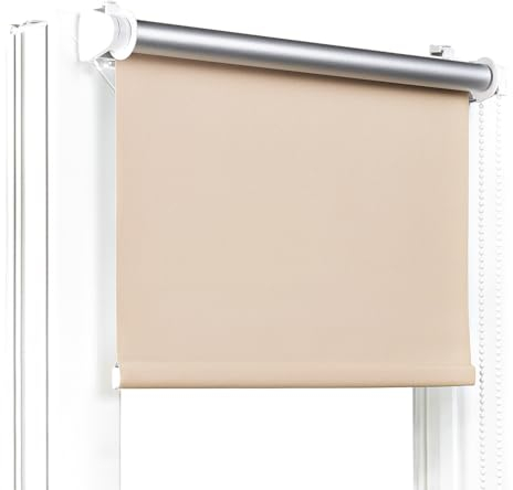 Fenster DEKOR - Rollos Für Fenster Ohne Bohren Beige - Verdunkelungsrollo B95 x H150 cm - Klemmrollo Verdunkelung - Fensterrollo Für Balkontüren - Verdunklungsrollo Leicht Zu Installieren - Klemmfix