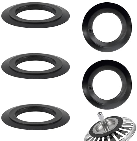 5pcs Joints Bonde Lavabo, Joint Evier Cuisine - Rubber Seal de Remplacement du Sink Plug Strainer, 54mm Extérieur, 32mm Intérieur, pour Bonde de Lavabo et Panier à Tamis, Noir
