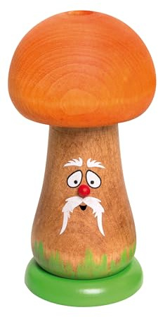 Kuhnert Drechslerei Rauchfigur/Räucherfigur - Rauchpilz mit Hut in der Farbe Orange - Höhe: ca. 12 cm - Made in Germany