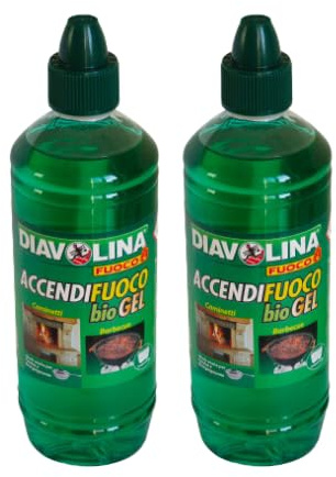 Diavolina Bio Anzünder Gel für Kamine, BBQ, Fondue und Bourguignonne, Multipack 2 Packungen à 750 ml