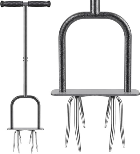 Dolibest Manual Twist Tiller, All-Steel Garden Claw Cultivator with 6 Curved Claws and Soft Rubber Handle, Hand Tiller Garden Claw for Gardening Bed and Plant Box (39'')