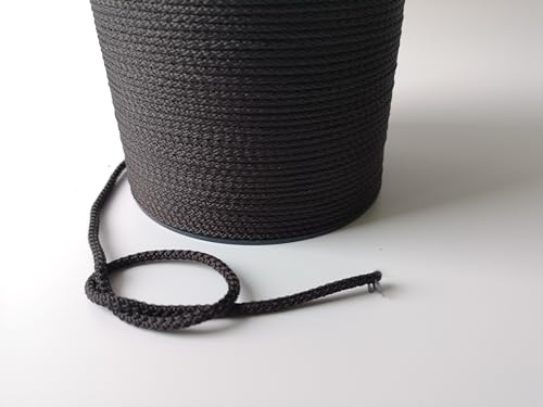 5mm Cord Drawstring Rope Polypropylene Strong String Craft Lacing Braided DIY (Black, 10 meters / 32 ft)