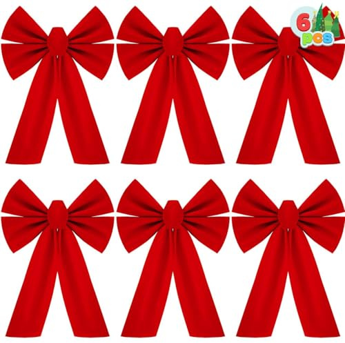 JOYIN 6 Stück weihnachtliche rote Samtschleifen Weihnachtsschleifen für den Baum dekorative große Weihnachtsschleifen für Innen und Feiertagsdekorationen Weihnachtskränze Dekorationen