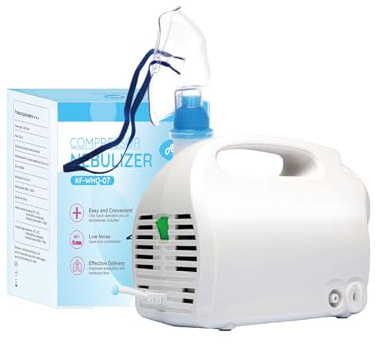 Aljubeiha Compressor Nebulizer for Home Use – Portable Personal Steam Inhaler for Adults & Kids, Quiet Household Nebuliser with Face Masks for Family Daily Respiratory Care