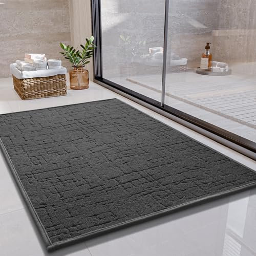 SIXHOME 40 * 60cm Dark Grey Bath Mats Non Slip Bathroom Mat Soft Washable Rug Quick Dry Water Absorbent Bathroom Shower Mat