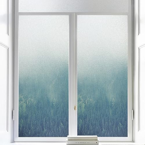 Sichtschutzfolie Fenster Blauer Wald Sonnenschutzfolie Fenster,Sichtschutz Fensterfolie,Durchsichtig Thermofolie Fenster Gegen Hitze,Milchglasfolie Statisch Haftend