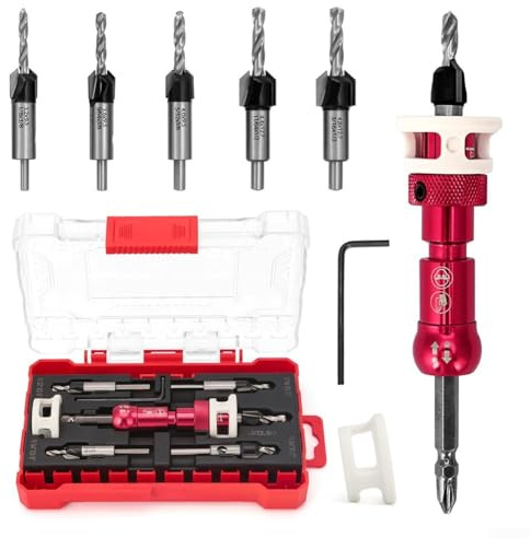 Countersink Drill Set, 5Pcs Countersink for Metal Counter Sink Drill Bits for Wood High Speed Steel Counter Sinker Drill Bits for Woodworking, Wood Drilling